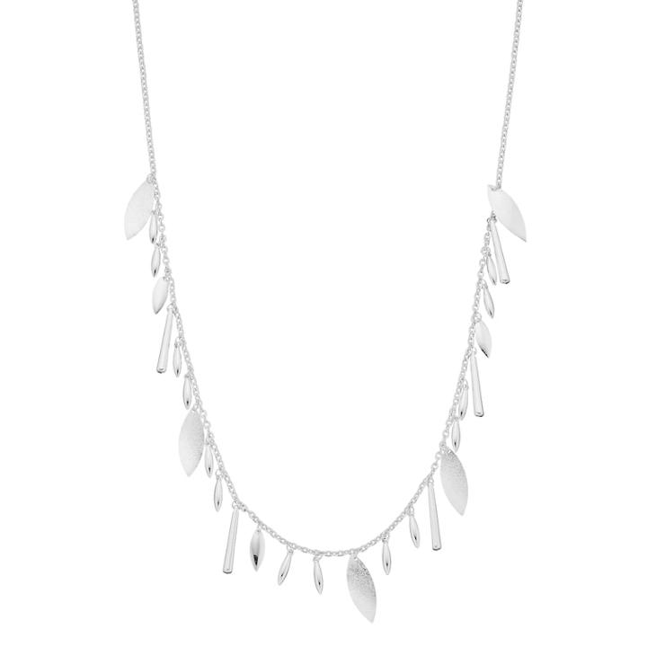 Long Textured Marquise Necklace, Women's, Silver
