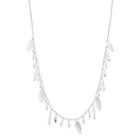 Long Textured Marquise Necklace, Women's, Silver