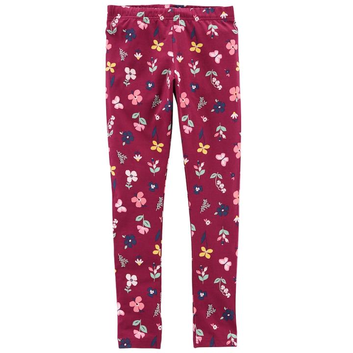 Girls 4-14 Carter's Butterfly & Flower Print Leggings, Size: 8, Maroon Floral Print
