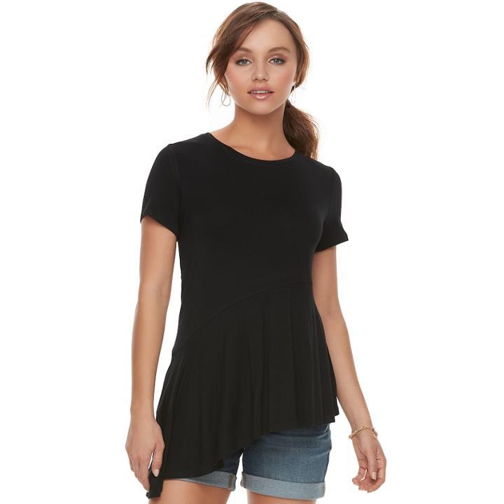 Women's Apt. 9&reg; Asymmetrical Tunic Tee, Size: Large, Black
