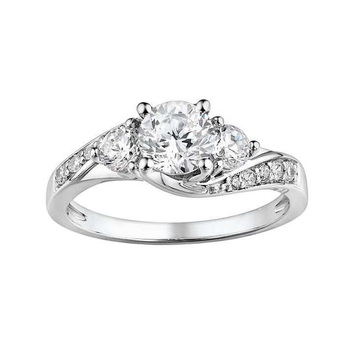 Diamonluxe Sterling Silver 1.65-ct. T.w. Simulated Diamond Swirl Ring, Women's, Size: 6, White