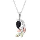 Black Hills Gold Tri-tone Onyx Pendant Necklace In Sterling Silver, Women's, Size: 18