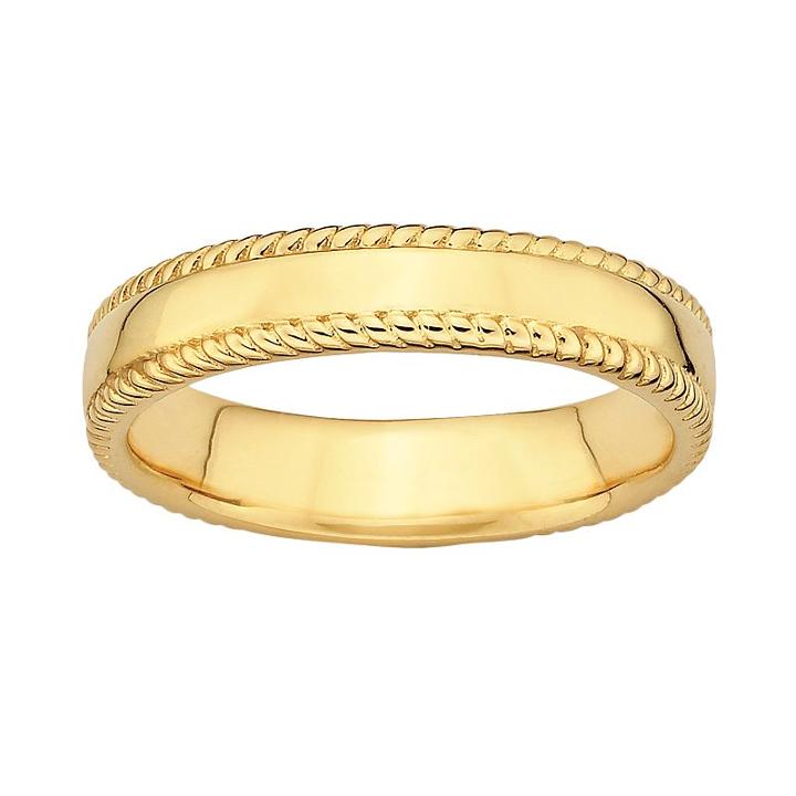 Stacks And Stones 18k Gold Over Silver Milgrain Stack Ring, Women's, Size: 7, Grey