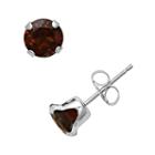 10k White Gold Garnet Stud Earrings, Women's, Red