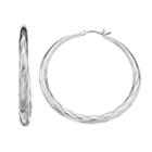 Dana Buchman Textured Silver Tone Hoop Earrings, Women's