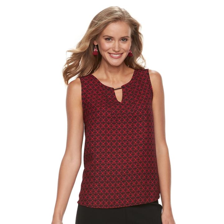 Women's Dana Buchman Metal Accent Sleeveless Top, Size: Large, Dark Red