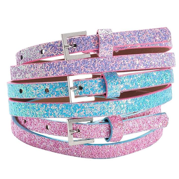 Girls 4-16 3-pk. Glitter Belts, Girl's, Size: S-m, Multicolor