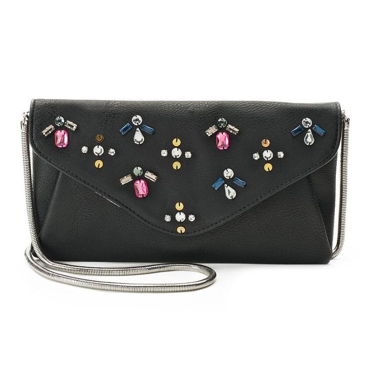 Candie's® Kaylee Rhinestone Envelope Clutch, Women's, Grey