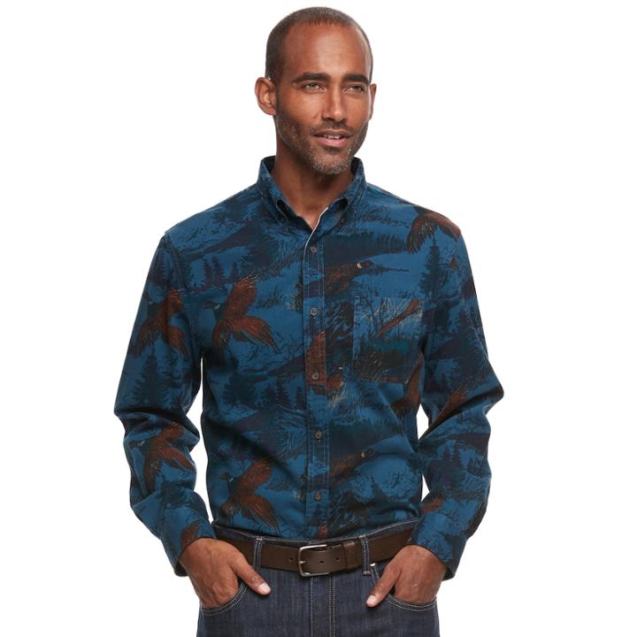 Men's Croft & Barrow&reg; Classic-fit Twill Outdoor Button-down Shirt, Size: Large, Med Blue