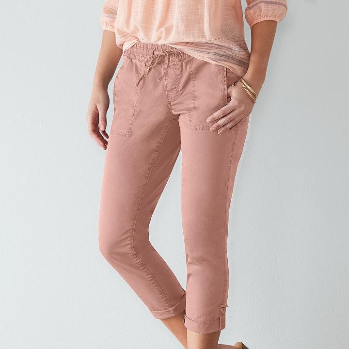 Women's Sonoma Goods For Life&trade; Pull-on Utility Capris, Size: 4, Light Red