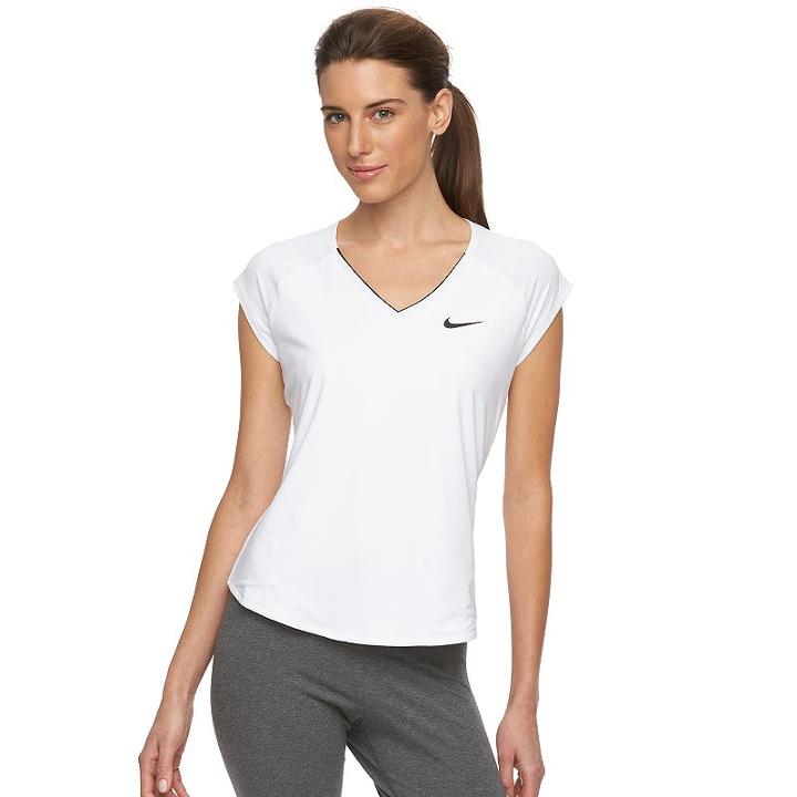 Women's Nike Pure V-neck Workout Top, Size: Xl, White