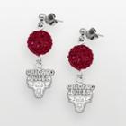 Chicago Bulls Sterling Silver Crystal Ball Drop Earrings, Women's, Red