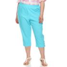 Plus Size Cathy Daniels Pull On Linen-blend Capris, Women's, Size: 3xl, Brt Blue