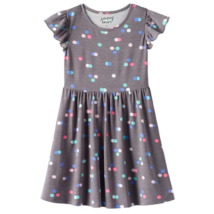 Girls 4-10 Jumping Beans&reg; Print Tee Dress, Girl's, Size: 7, Dark Grey
