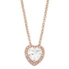 Lily & Lace 14k Rose Gold Plated Cubic Zirconia Heart Halo Pendant, Women's, Size: 18, Pink