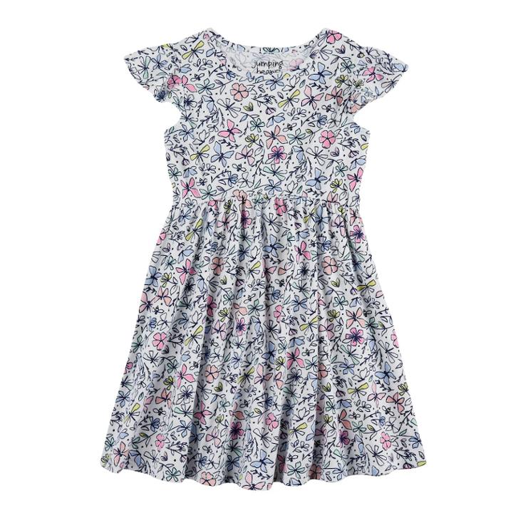 Girls 4-10 Jumping Beans&reg; Flutter Sleeve Printed Dress, Size: 4, White