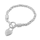 Sterling Silver Diamond Accent Heart Bracelet, Women's, Size: 7.5, White