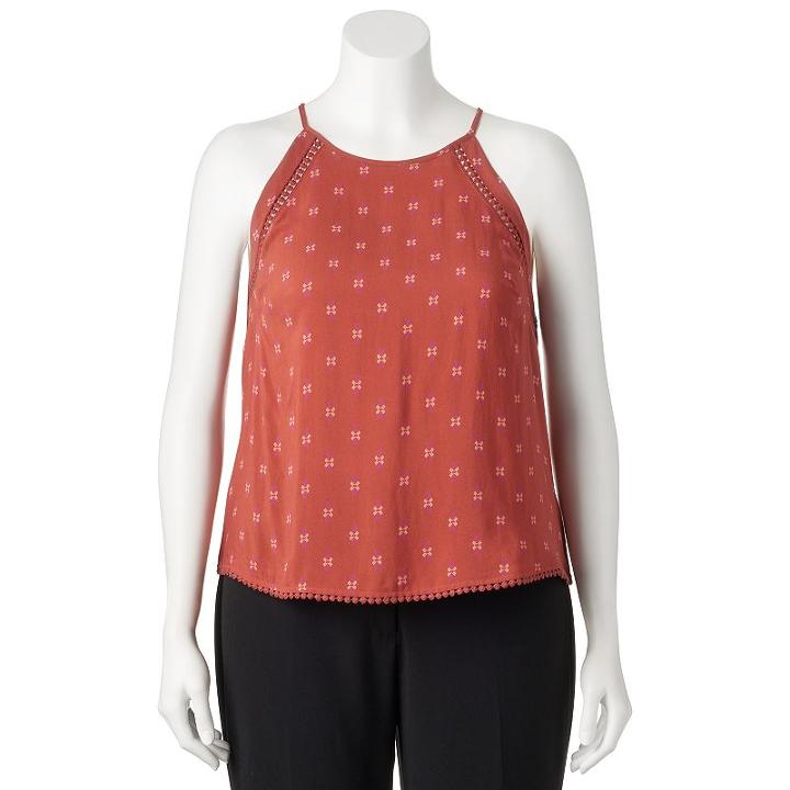 Juniors' Plus Size Mudd&reg; Pom-pom Halter Tank, Girl's, Size: 1xl, Red