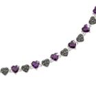 Sterling Silver Amethyst And Marcasite Heart Bracelet, Women's, Purple