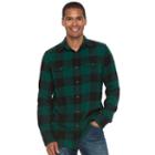 Men's Sonoma Goods For Life&trade; Slim-fit Plaid Flannel Button-down Shirt, Size: Xxl, Dark Green