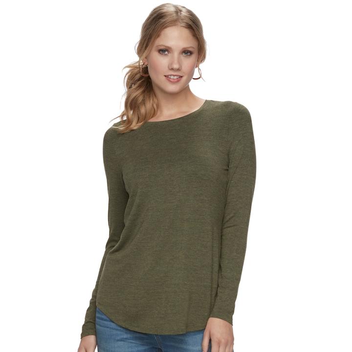 Women's Apt. 9&reg; Essential Crewneck Tee, Size: Xs, Med Green