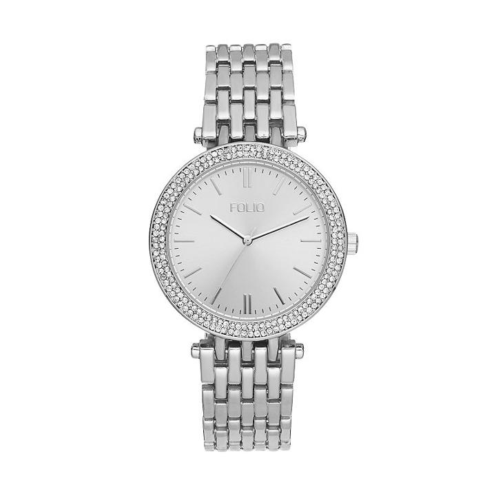 Folio Women's Crystal Watch, Size: Large, Silver