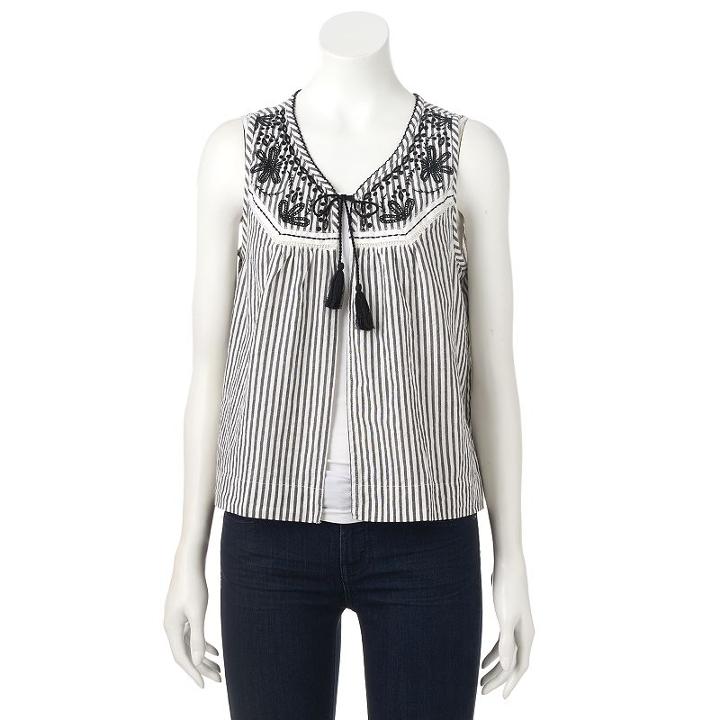 Women's Sonoma Goods For Life&trade; Seersucker Vest, Size: Large, Black