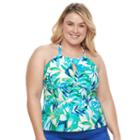 Plus Size Chaps Mosaic Halterkini Top, Women's, Size: 18 W, Blue