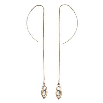 Simulated Aurora Borealis Marquise Threader Earrings, Women's, Gold