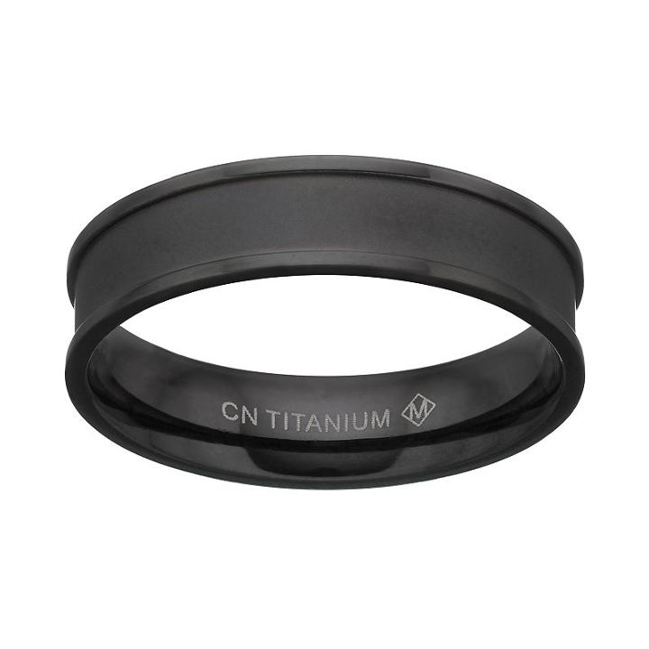 Men's Black Ion-plated Titanium Band, Size: 7