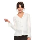 Women's Elle&trade; Chiffon Ruffle Top, Size: Xl, White Oth