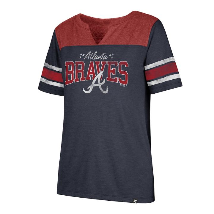 Women's '47 Brand Atlanta Braves Match Tri-blend Tee, Size: Large, Blue (navy)