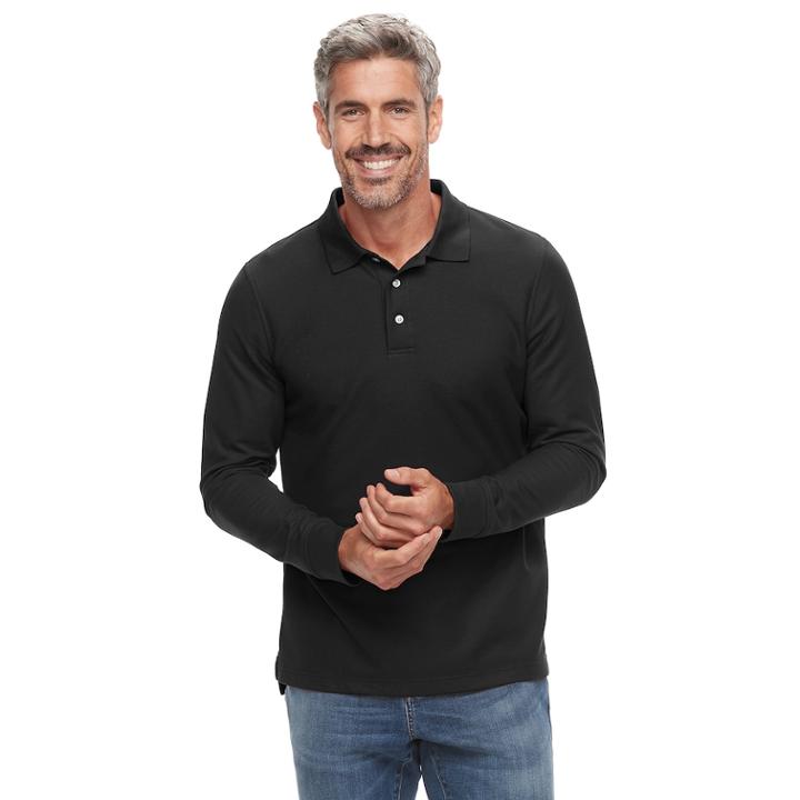 Men's Croft & Barrow&reg; Classic-fit Easy-care Pique Polo, Size: Small, Black