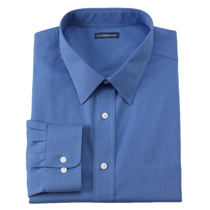 Big & Tall Croft & Barrow&reg; No Iron Point-collar Button-down Dress Shirt, Men's, Size: 19 34/5t, Blue