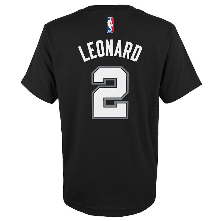 Boys 8-20 San Antonio Spurs Kawhi Leonard Player Name & Number Replica Tee, Size: L 14-16, Black
