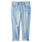 Girls 7-16 & Plus Size Mudd&reg; Embroidered Cropped Capri Jeans, Girl's, Size: 16, Blue (navy)