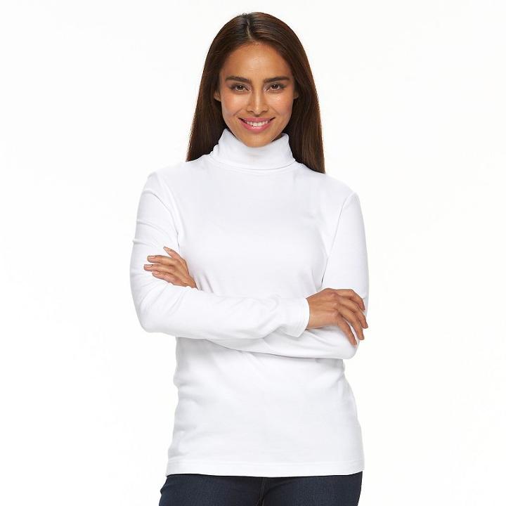 Women's Croft & Barrow&reg; Turtleneck Top, Size: Large, Natural