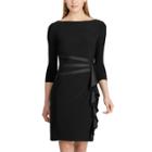 Women's Chaps Satin Trim Jersey Dress, Size: Medium, Black