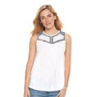 Women's Sonoma Goods For Life&trade; Embroidered Fringe Tank, Size: Medium, White