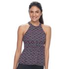 Women's A Shore Fit Hip Minimizer High-neck Tankini Top, Size: 6, Pink