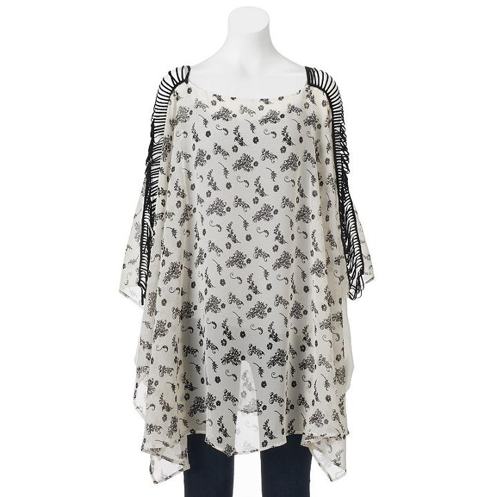 Mudd&reg; Floral Poncho, Women's, Lt Beige