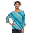 Women's Croft & Barrow&reg; Cold-shoulder Boatneck Top, Size: Xl, Turquoise/blue (turq/aqua)