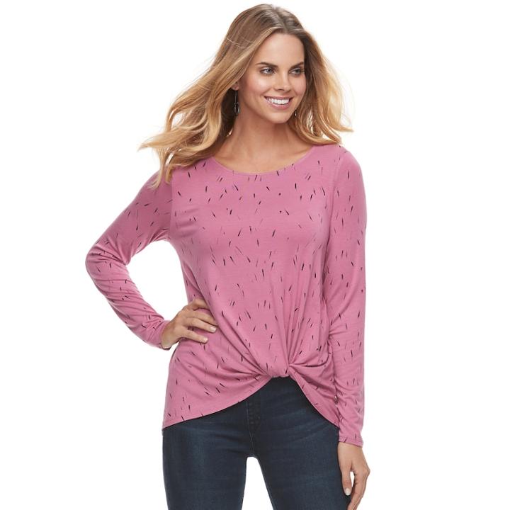 Women's Apt. 9&reg; Twist Front Tee, Size: Small, Red