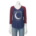 Juniors' Chase The Moon Baseball Graphic Tee, Girl's, Size: Xl, Blue (navy)