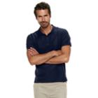 Men's Chaps Double-pique Stretch Polo, Size: Large, Blue (navy)