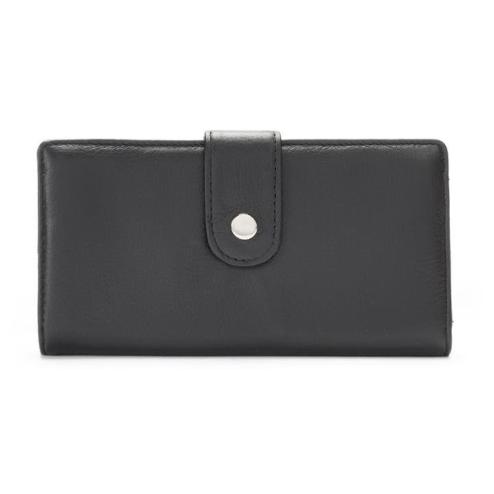 Apt. 9&reg; Soho Leather Rfid-blocking Tab Clutch, Women's, Black