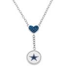 Dallas Cowboys Crystal Heart & Logo Y Necklace, Women's, Size: 18, Blue