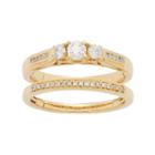 14k Gold 1/2 Carat T.w. Igl Certified Diamond 3-stone Engagement Ring Set, Women's, Size: 6, White