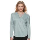 Juniors' About A Girl Lace-up Desert Dreamin Tee, Size: Medium, Lt Green