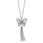 Mudd&reg; Long Tassel Butterfly Pendant Necklace, Women's, Silver